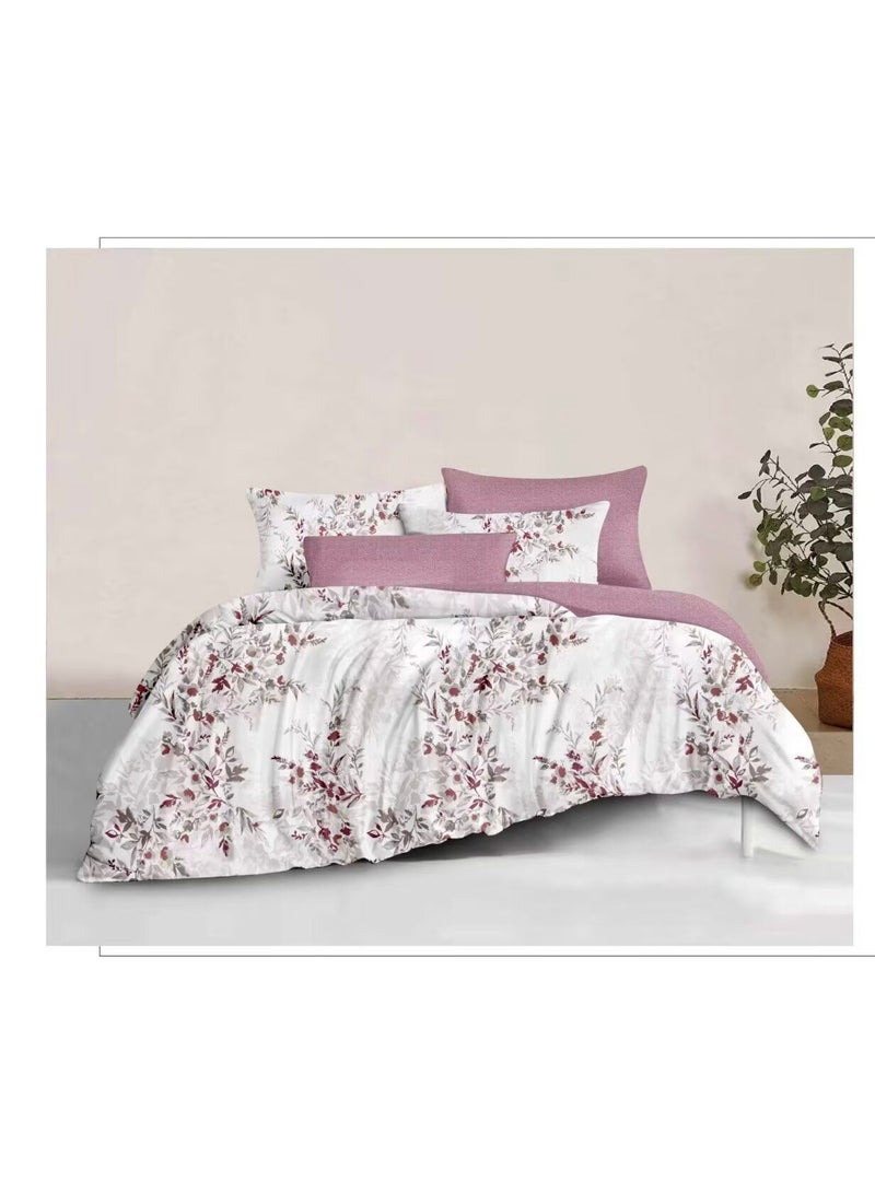 طقم غطاء لحاف قطني مقاس كينج 6 قطع – ناعم، خفيف الوزن وقابل للتنفس، ملاءة سرير بمطاط، 4 أغطية وسائد